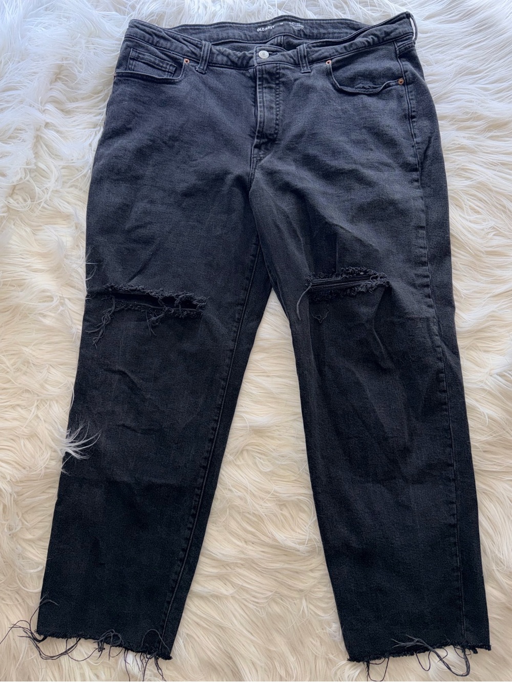 Old Navy Women’s 18 O.G. Loose High Rise Black Relaxed Distressed Jeans